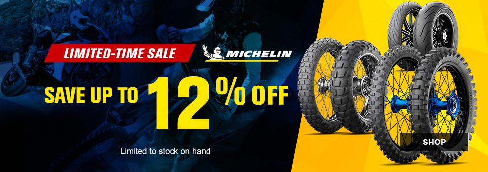 Limited time sale, Michelin, Save up to twelve pecent, limited to stock on hand, SHOP button